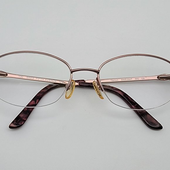 *SOLD* Saks Fifth Avenue Saks 284/T 68Q Pink Titanium Rimless Eyeglasses Frame - Picture 10 of 12